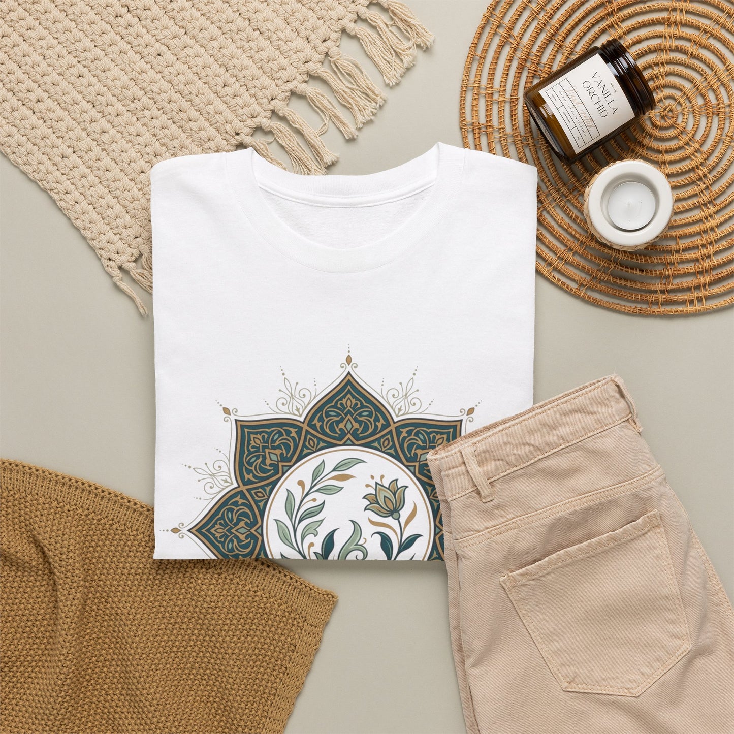 Olive Floral Lotus Tee